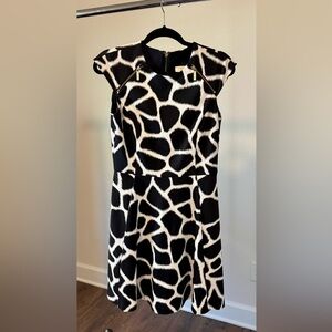 Michael Kors Black and White Giraffe Print Dress Size 6